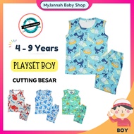 (4-8Y) Baju Budak Lelaki Singlet Playset Boy SDM Baby Kids Children Clothing Clothes T-Shirt + Short