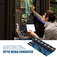 100M PCBA Board Fiber Optic Media Converter 2 RJ45 to 6 SC Optic Connector 3A+3B Ports 20KM Ethernet