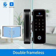 Corlissbe Factory Sales TTlock App Fingerprint Glass Door Lock APP/Finger/Card/Code/Remote Unlocking