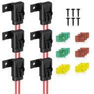 6 Direct Insert Fuse Holders 12 AWG ATC/ATO Blade Type Fuse Holders Including 20 Amp, 30 A