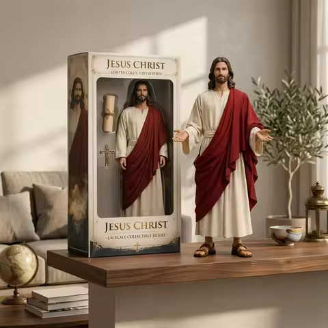 2D Flat Design Of Vintage Jesus Christ Jesus Christ Statue with Open Arms for Religious Performance 