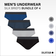 [BUNDLE OF 4] DLSTAR Men Silk Soft Briefs Underwear Soft Silky Men Brief Comfortable wear
