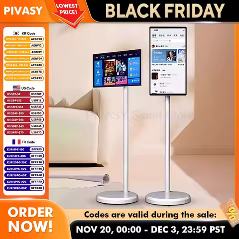 New Smart Touch Screen 6G+128G Slim Edge 22/24 Inch Floor Stand Android LCD Monitor Rotatable Moveab