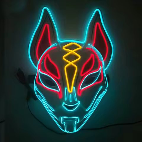 Halloween game glowing mask LED Light up Mask cosplay fox mask for Festival Halloween Costume nightc