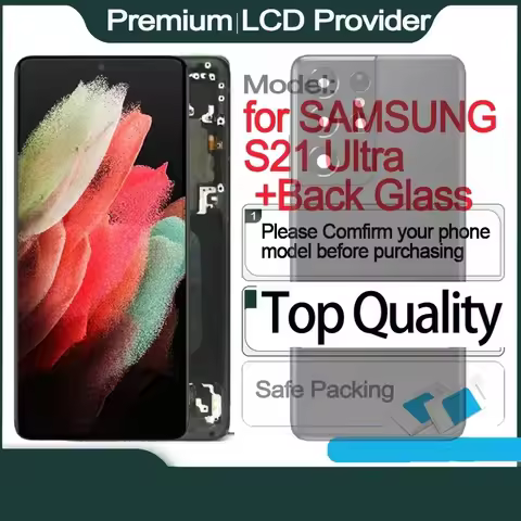 6.8'' AMOLED LCD with frame Replacement for SAMSUNG S21 Ultra 5G Touch Screen G998B, G998B/DS, Displ
