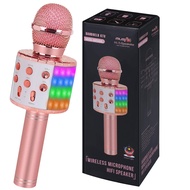 Toys for Girls Karaoke Microphone - Portable Wireless Bluetooth Karaoke Mic Machine with Flashlights