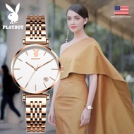 PLAYBOY Elegantนาฬิกาสำหรับผู้หญิงขายเดิม2020กันน้ำGlobal Luxuryยี่ห้อควอตซ์นาฬิกาสีโรสโกลด์สแตนเลสสายเหล็กปฏิทิน