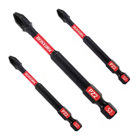 Geinxurn 3 Inches Pozidriv #2 PZ2 Impact Tough Screwdriver Power Bit Set, S2 Alloy Steel Screwdriver