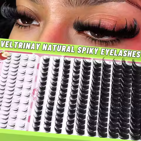 VELTRINAY Spiky Manga Lash Clusters 10-20mm Fluffy Soft Anime Eyelash Clusters 210pcs Cluster Eyelas