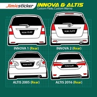 Sticker kereta Innova & Altis, Sticker Belakang Kereta, Custom Sticker, Car Sticker.