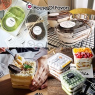 380ml 500ml Transparent Plastic Mousse Cup Square Food Container Bekas Plastik Jelly Yogurt Kek