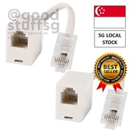 [SG FREE 🚚] 2 socket 8P4C / RJ45 male RJ11 6P4C to female M / F Adapter telephone Ethernet