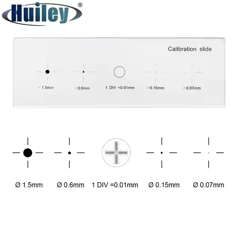 Microscope Micrometer Calibration Glass Slide Cross Dot 0.01 mm with 4 Reticle Calibration Dots Micr