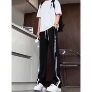 tracksuit man elgini tracksuit baggy tracksuit American Style Side Stripes Black Ice Silk Pants Men'