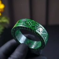 老花青翡翠雕花童鐲手鐲 | 14圍 | 天然緬甸玉翡翠A貨 | 送禮