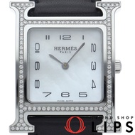 นาฬิกาผู้หญิง Hermes H Watch MM ขอบหน้าปัดประดับเพชร หน้าปัดเปลือกหอย รุ่น HH1.531 พร้อมกล่องและใบรั