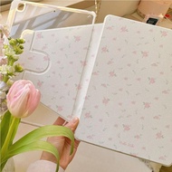 เคสiPadหมุน 360° Air5 Gen9 Pink Floral ช่องใส่ปากกาขวา Acrylic เคส ipad Pro 11 2021 gen10 air4 air3 