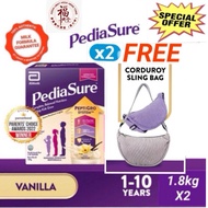 (FREE CORDUROY SLING BAG )Pediasure Vanilla 1.8kg x 2 BIB (Child Nutrition Supplement for Growth)Exp