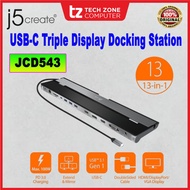 J5CREATE JCD543 USB Type-C Triple Monitors Display 13 in 1 Docking Station