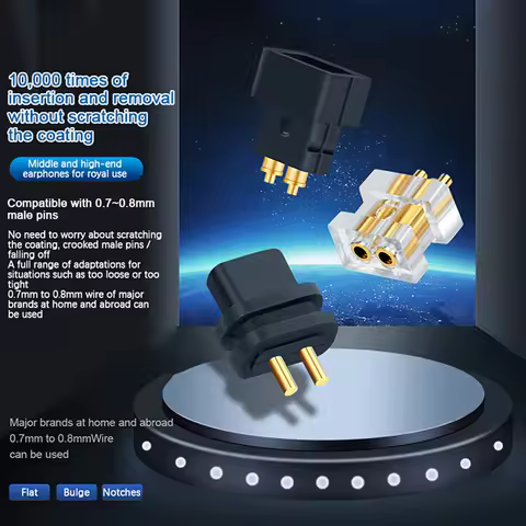 2pcs 0.78 Double Needle Socket UE QDC Custom Diy Earphone Repair Flat/Convex/Notch Female Socket Com