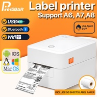 Rhebar COD Label Printer A6 +USB/WIFI/Bluetooth Waybill Barcode Shipping Label Consignment Note Blue