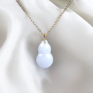 白翡翡翠葫蘆吊飾 18K金鑲嵌墜頭 | 天然緬甸玉翡翠A貨 | 送禮