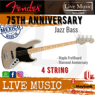 Fender 75th Anniversary Jazz Bass Guitar, Maple Fretboard - Diamond Anniversary