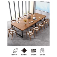 83IL Nordic Office Solid Wood Conference Table Company Staff Long Table Library Iron Desk Work Table