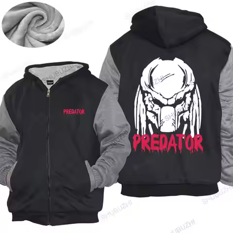 Homme hoodies winter men thick hoody Predator Alien hoodies Classic Retro Movie Film brand Fleece ho