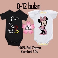 MICKEY MOUSE DISNEY baby clothes baby Jumper Romper/ Bodysuit t-shirt logo writing age 0 1 2 3 4 5 6