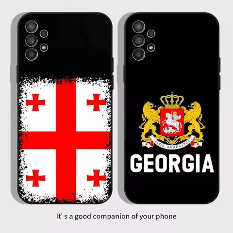 Georgia Flag Phone Case For Samsung Galaxy A13,A21s,A22,A31,A32,A52,A53,A71,A80,A91 Soft Black Cover