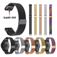 26mm 22mm 20mm Stainless Steel Watchband Magnetic Loop Strap Quick Fit Band For Garmin Fenix 7 7X 7S Pro 6 6X 6S 5 5X 5S Plus 3 3HR 2 Approach S70 47mm 42mm S60 S62