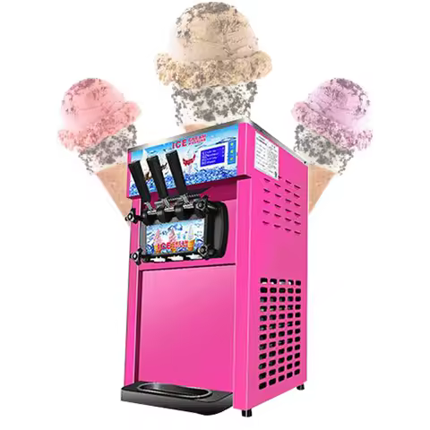 Soft Serve Ice Cream Machine Commercial Electric 2+1 Flavors Ice Cream Makers Desktop Sundae Ice Cre