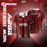 New Design 2024 Retro Collar Jersey Viral Malaysia Tiktok Ootd T Shirt Lelaki Kanak Kanak Red Casual Loose Top Oversized Streetwear Baju Kelas Jersi Plus Size Unisex