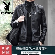 ∈Jaket kulit Playboy lelaki bahagian nipis musim luruh jaket kulit Korea jaket lelaki 2021 jaket kulit trend motosikal m