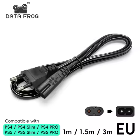 DATA FROG EU Plug Power Supply Cable for PS5 PS4 Xbox Speaker Monitor 2-Prong AC Power Supply Cable 
