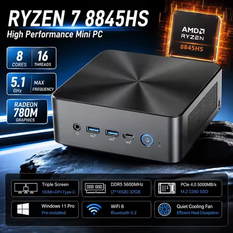 SZBOX Mini PC Ryzen 7 8845HS/7840HS DDR5 5600MHz Gaming Desktop Computer Windows 11 WiFi 6 BT 5.2 PC