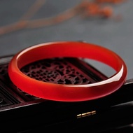 Ice Red Natural Chalcedony Bangle Fine Agate Hand Ring Exquisite Jade Jewelry Accessories Female Gir