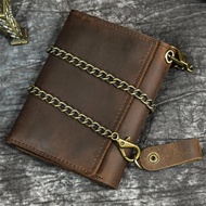 7svf Men's leather short wallet with chain zipper clutch wallet, men's short 30 fold wallet clip, coin walletMen Wallets