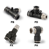PB/PX/PH/PD Male Thread Coupler Y type Push In Fittings Pneumatic Quick Air Connector Hose Adapter