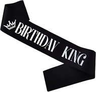 Birthday King Sash, Black Satin Birthday Sash for Men or Boy 16th 18th 21st 30th 40th 50th Birthday 