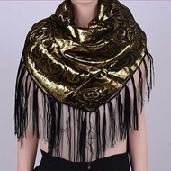 B477-3 Ethnic Style Jacquard Flow Scarf Scarf Gold Silver Silk Head Accessories Gauze Headscarf Plai