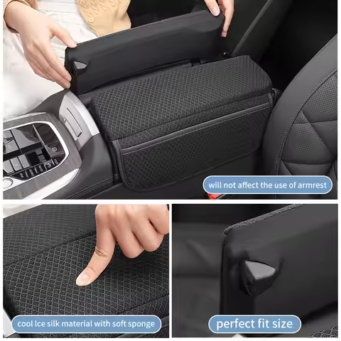 Ice Silk Car Armrest Box Cover Cushion For BMW X5 X6 X7 G05 G06 G07 2019-2024 Center Console Armrest