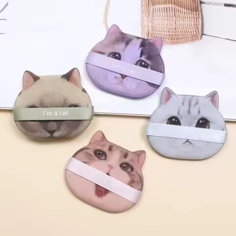 2/4/10Pcs Cat Head Air Cushion Powder Puff Dry/Wet Dual-Use Liquid Foundation Cosmetics Non-Eating P
