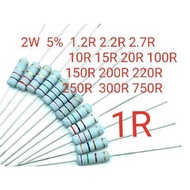 JIADO Resistor 20Pcs 2W 5% 1.2R(1.2ohm) 2.2R(2.2ohm) 2.7R(2.7ohm) 10R(10ohm) 15R(15ohm) 20R(20ohm) 1