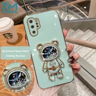 YiaMia แฟชั่นเคสโทรศัพท์สำหรับ Samsung Galaxy Note 8 Note 9 Note 10 Note 10 Plus Note 10 Pro Note 10 Lite Note 20 Note 20 Ultra A81 Luxury Electroplating Soft TPU Liquid Space Bear ฝาครอบโทรศัพท์กันกระแทกพร้อมพื้นที่ตัวยึดหมี