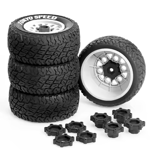 4PCS Rubber Tire Wheel Tyre 110x46mm 12mm 14mm 17mm Hex Adapter for TRAXXAS Slash FSR Baja Remo Hobb