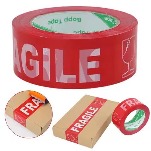 Durable Red Express Box Adhesive Package Tape Fragile Warning Tape Carton Sealing