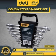 Deli Wrench Set / Set Kunci Ring Pas 8 Pcs 6-19 mm Chrome DL130008A