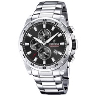 [Creationwathes] Festina Sport Chronograph Stainless Steel Black Dial Quartz F20463-4 100M Mens Watc
